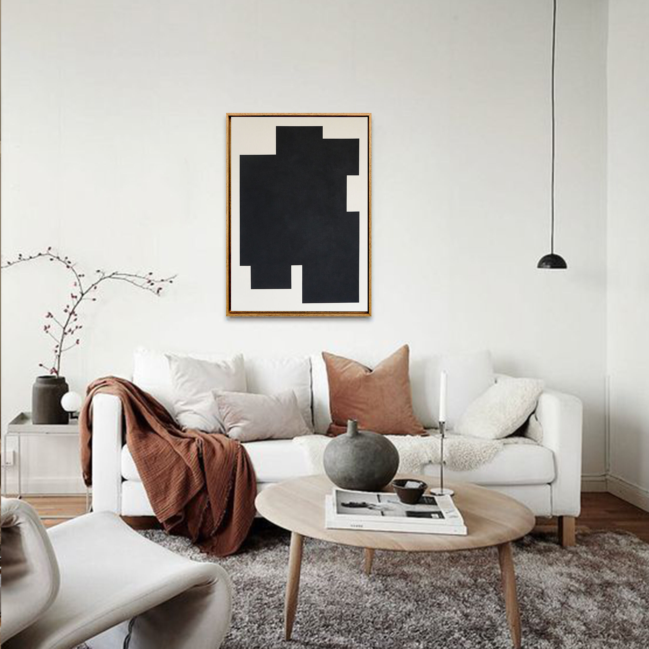 Minimalist abstract painting, black sign