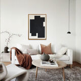 Peinture abstraite minimaliste, signe noir