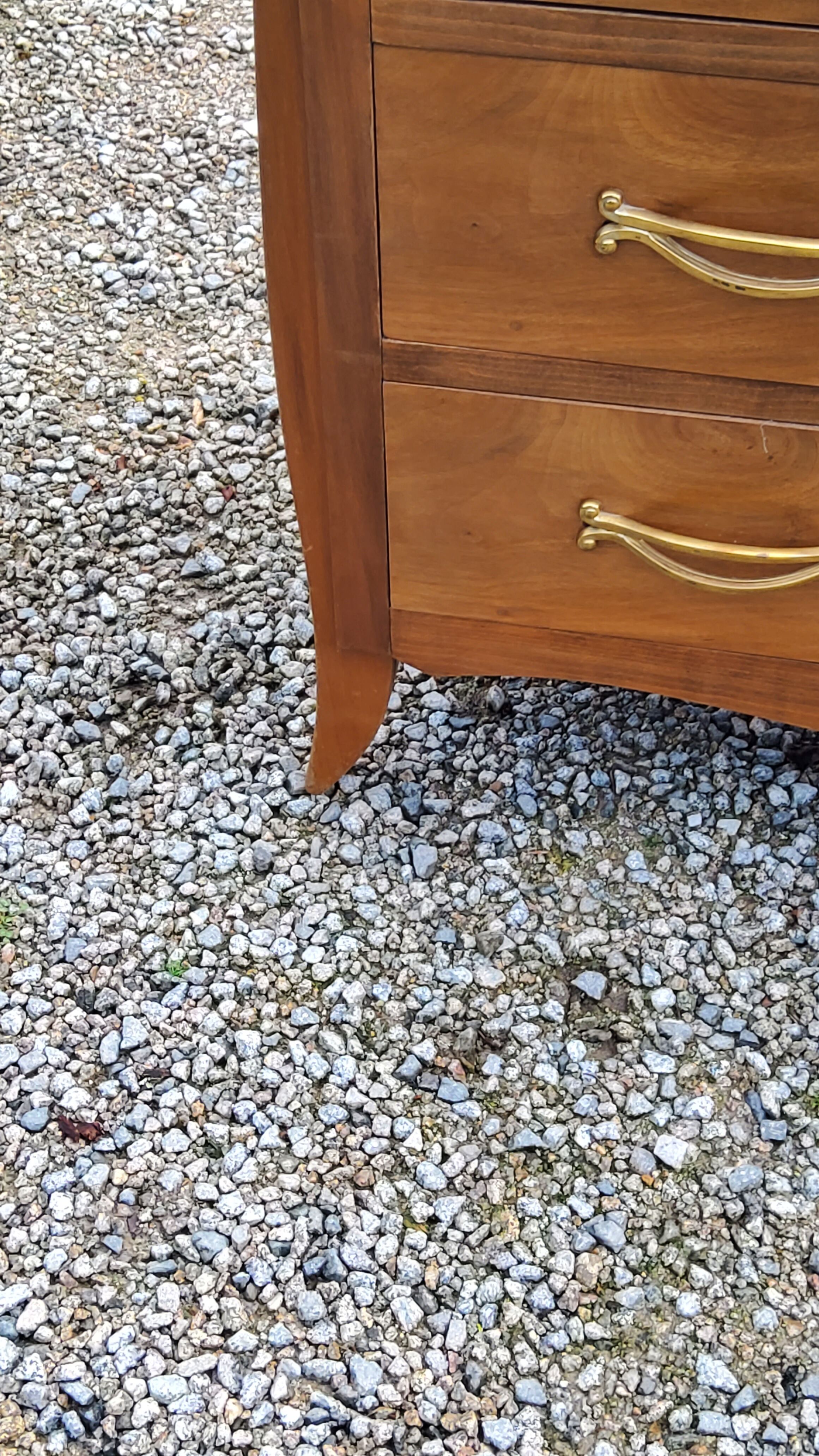 Chest of drawers from the 40s/50s in golden blond walnut 3 drawers feet compass