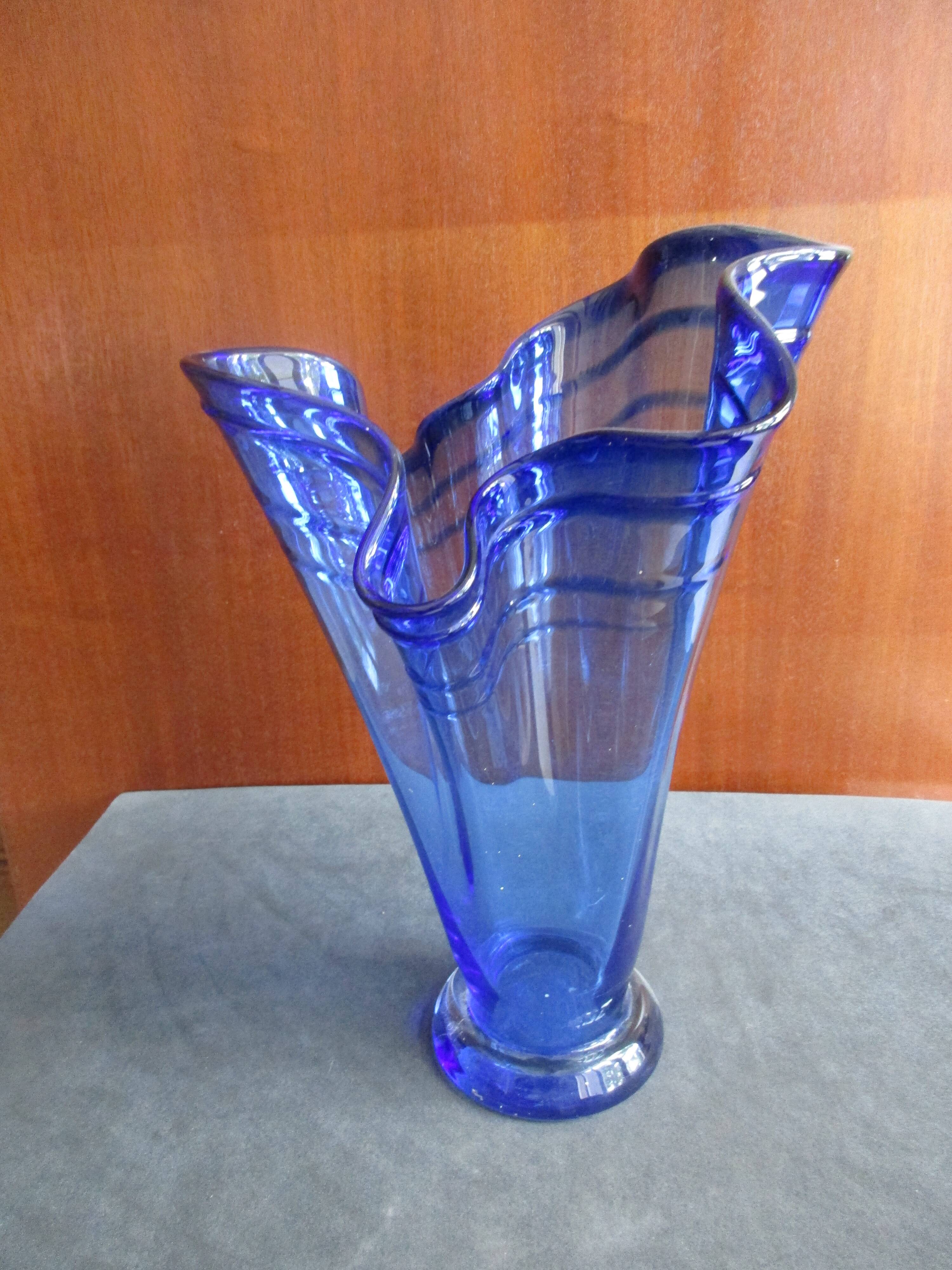 Blue glass vase