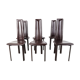 Vintage brown leather dining chairs, set of 6, 1980s