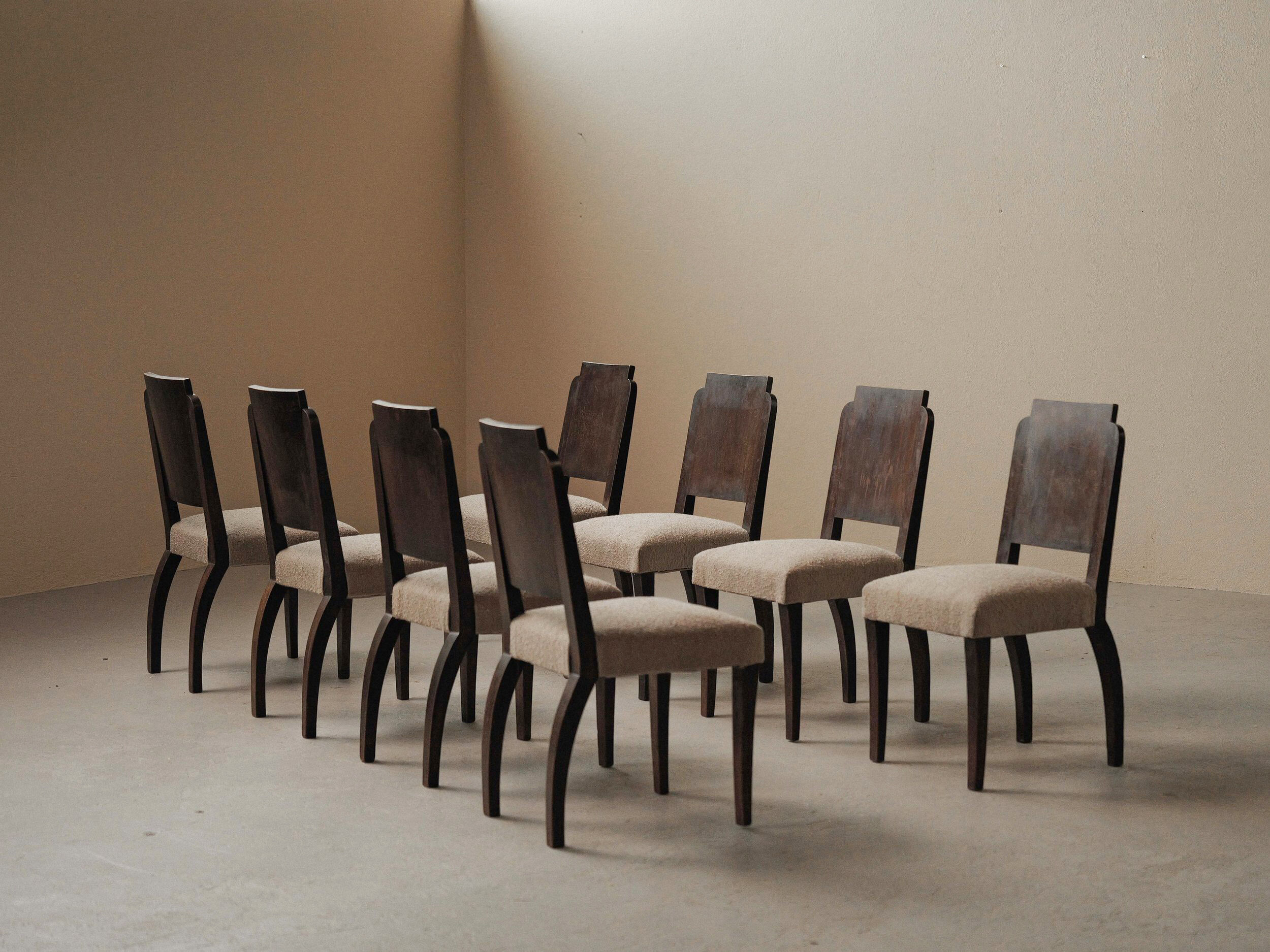 Set of 8 Art Deco chairs, France, circa 1930
