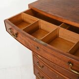 Scandinavian mahogany tallboy with brass handles