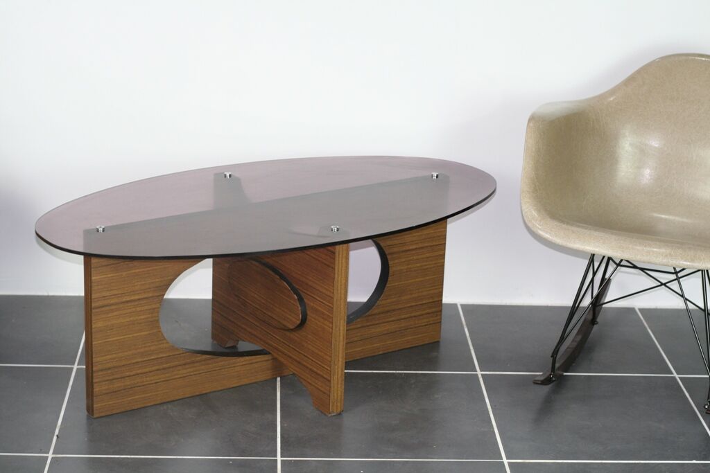 Vintage coffee table 70s plexiglas and formica 1970 smoked plexi
