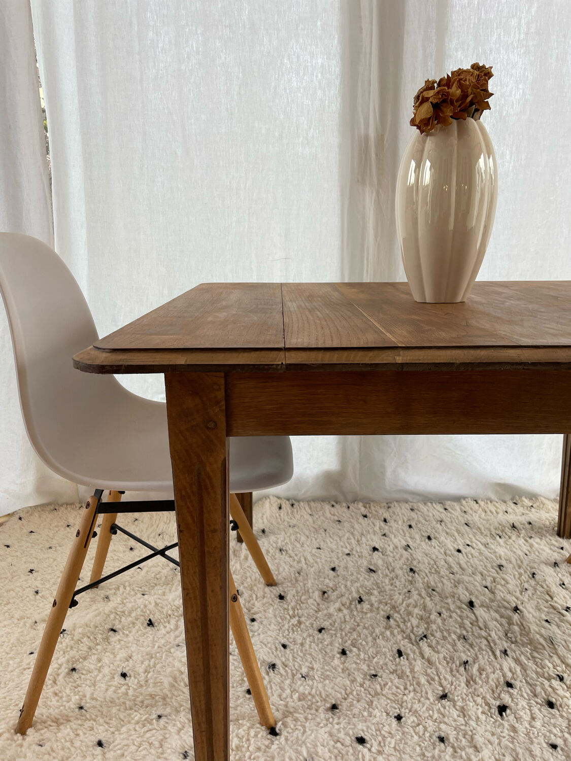 Vintage table in raw wood