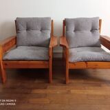 Pair of pine chairs 1980