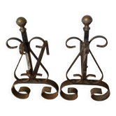 Gilded bronze ball-head andirons