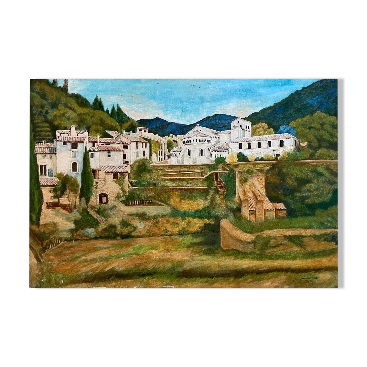HST painting "Abbey of Saint-Guilhem-le-Désert" Compostela