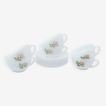 Vintage Arcopal – 6 coffee cups Rose de France