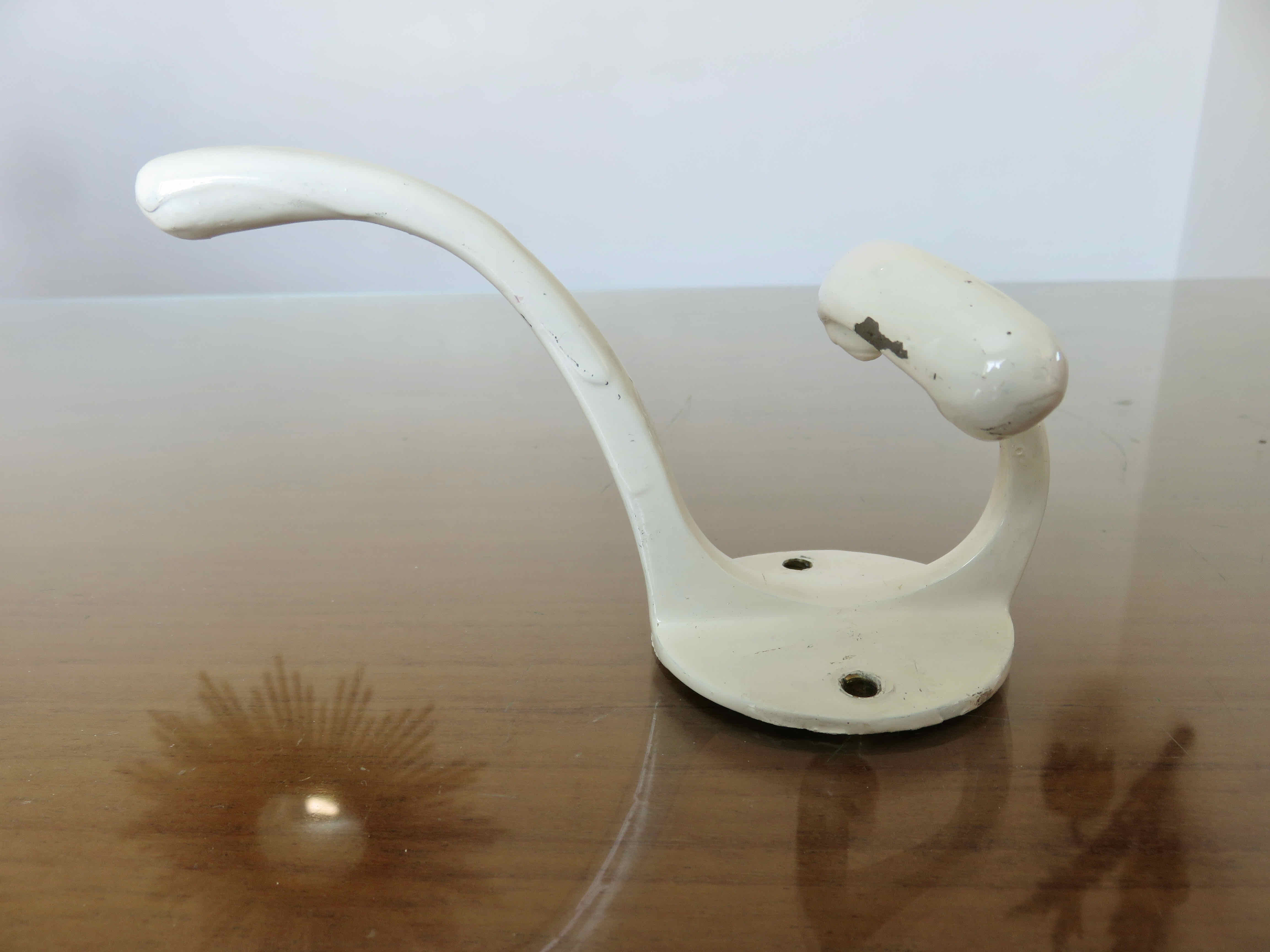 White lacquered metal hook 30s 40s