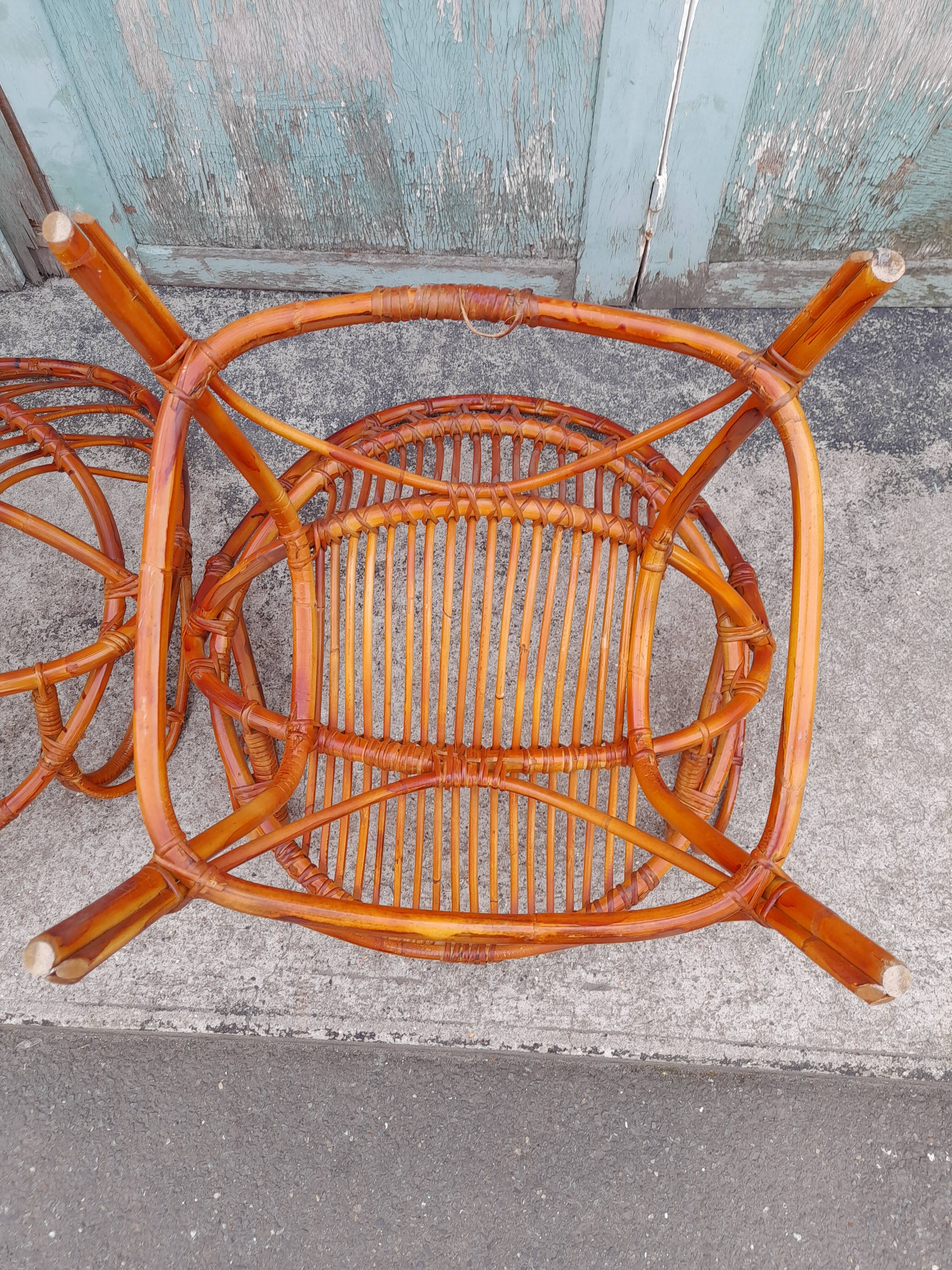 Pair rattan armchair 1960