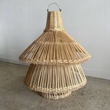 Rattan pendant lamp or light in the shape of an Asian lantern