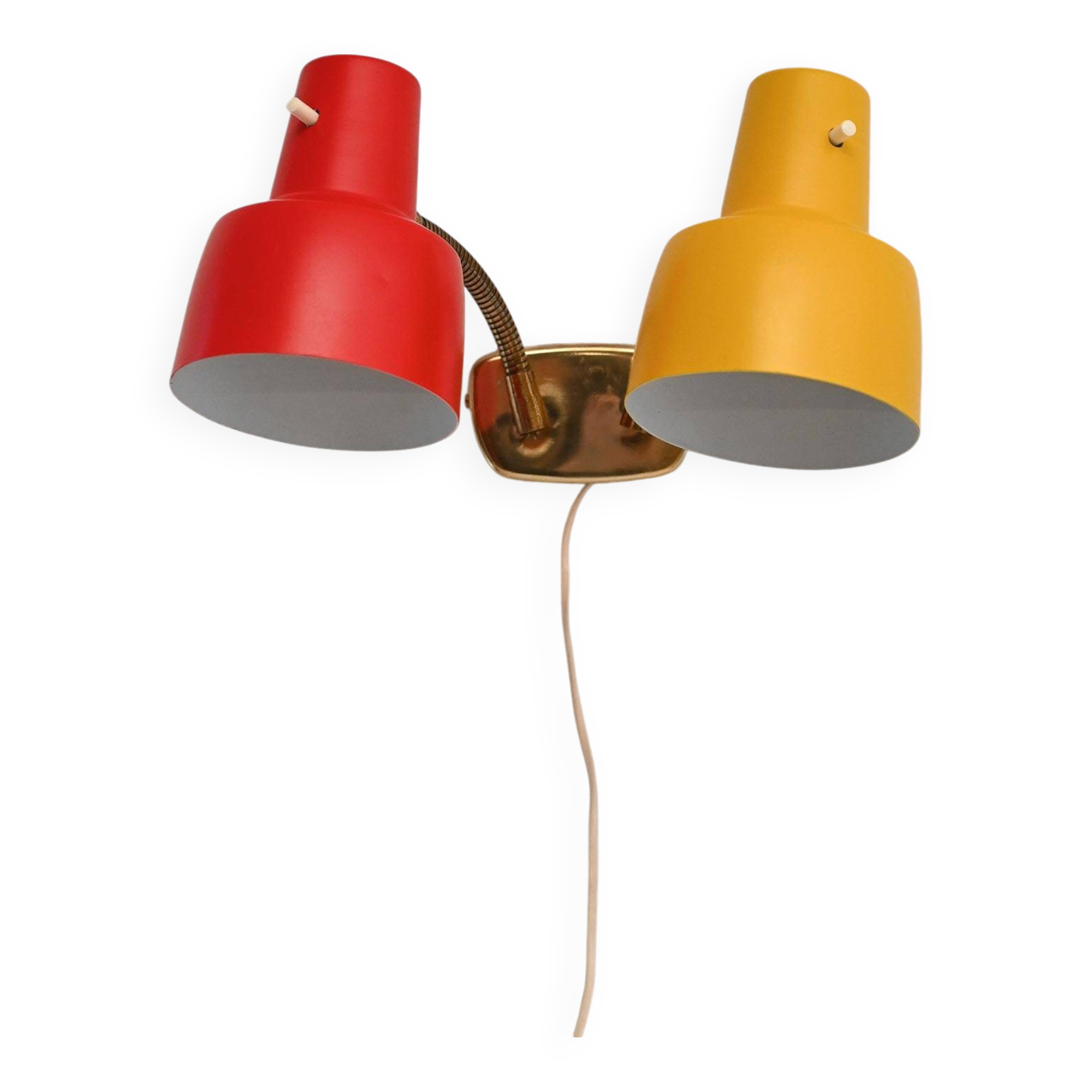 1960s Scandinavian Two-Arm Wall Lamp in Metal