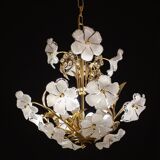 Charming Murano Candlestick White Flowers, 1970