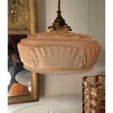 Art Deco pink opaline pendant light