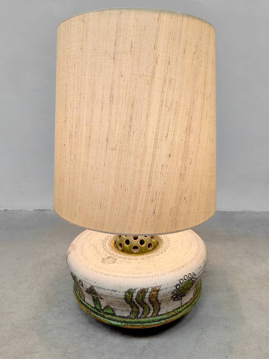 Vintage large ceramic table lamp 'Green garden'