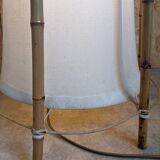 Fabric and bamboo table lamp