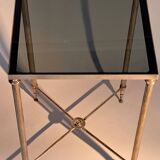 Gold brass side table in neoclassical style, circa 1960.