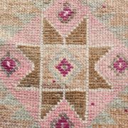 Fuchsia & Pink Vintage Runner Rug,Anatolian Geometric Wool Carpet,80x364 Cm
