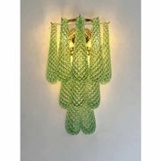Graniglia Green “Conchiglie” Murano Glass Gold Wall Sconce by Simoeng Lot o