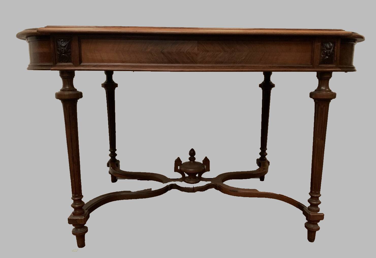 Napoleon III desk table in rosewood and 19th century veneer