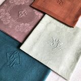 Set of four napkins dyed in multiple colors