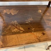 Pedestal table with two inlaid trays xx century School Of Nancy