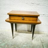 Vintage varnished wood bedside table