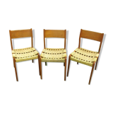 Three Scandinavian chairs - seated in braided rope