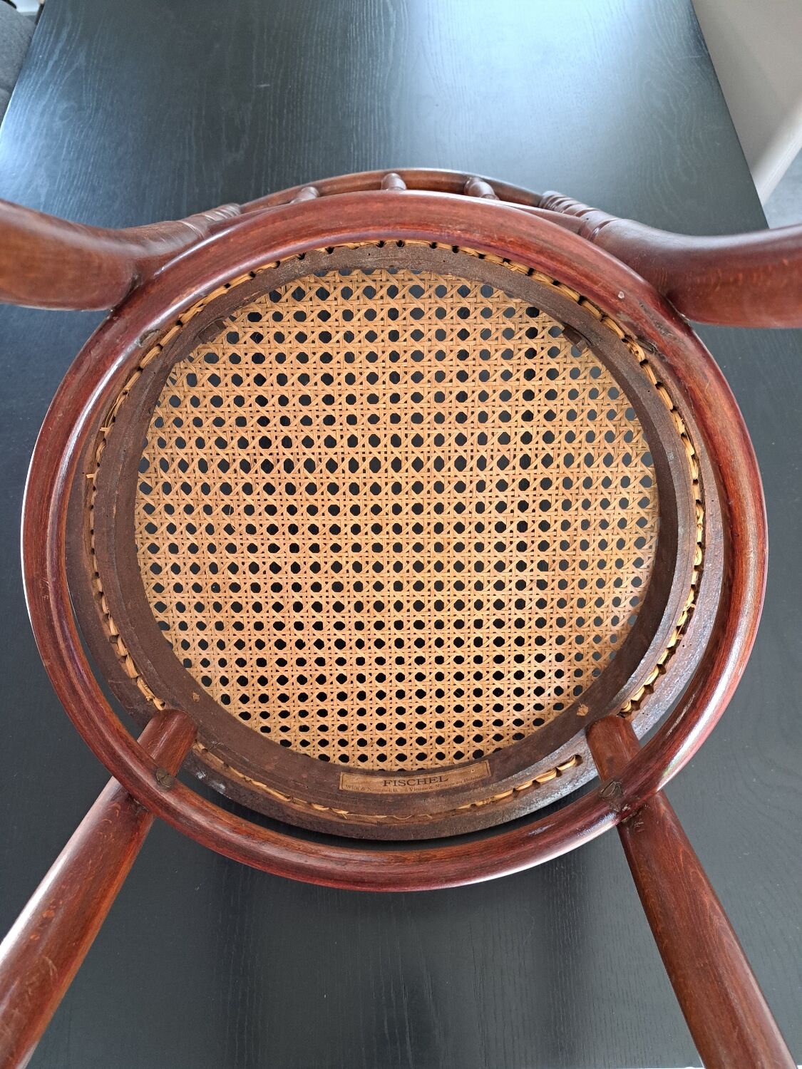 Set of 6 Fischel chairs in cane wood