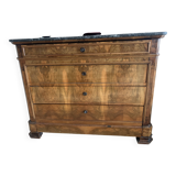 Restoration style 4-drawer chest of drawers with marble top, very good condition
