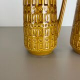 Set of Two Pottery Fat Lava Vases "ochre pattern" by Scheurich, Germany, 1970s