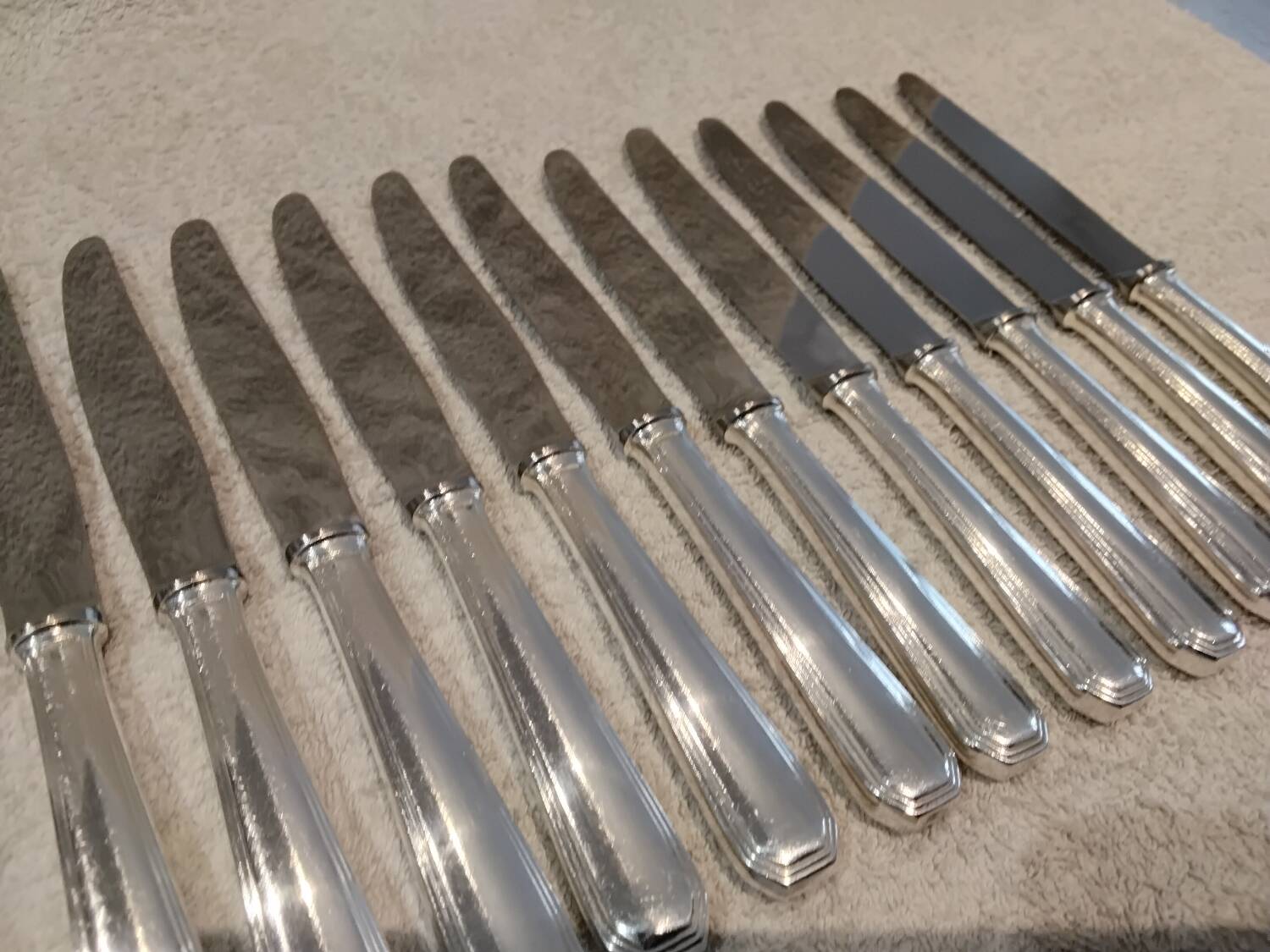 12 silver-plated dessert knives by Christofle America