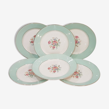 Set de 6 assiettes plates en porcelaine opaque de Saint Amand et Hamage modèle Altesse