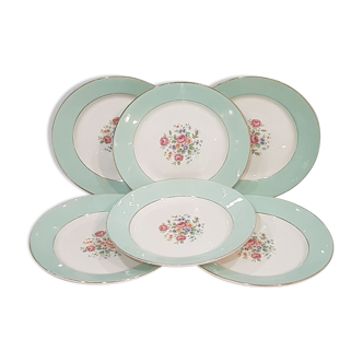 Set de 6 assiettes plates en porcelaine opaque de Saint Amand et Hamage modèle Altesse