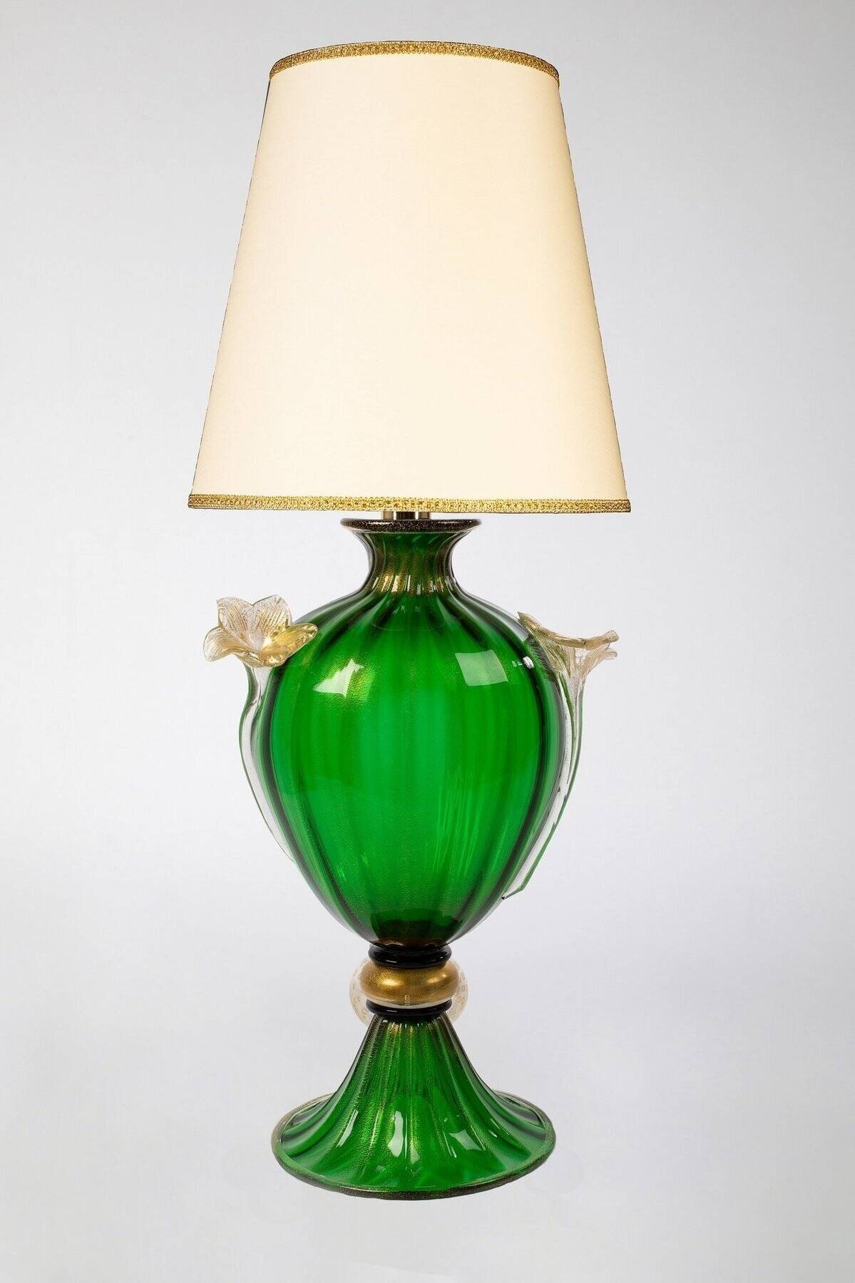 Murano glass table lamp with 24 kt gold.