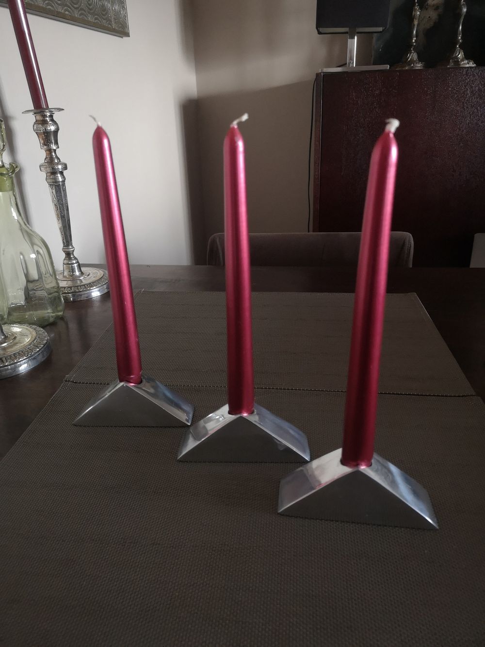 Trio of Scandinavian chrome candle holders - 1970s/80s