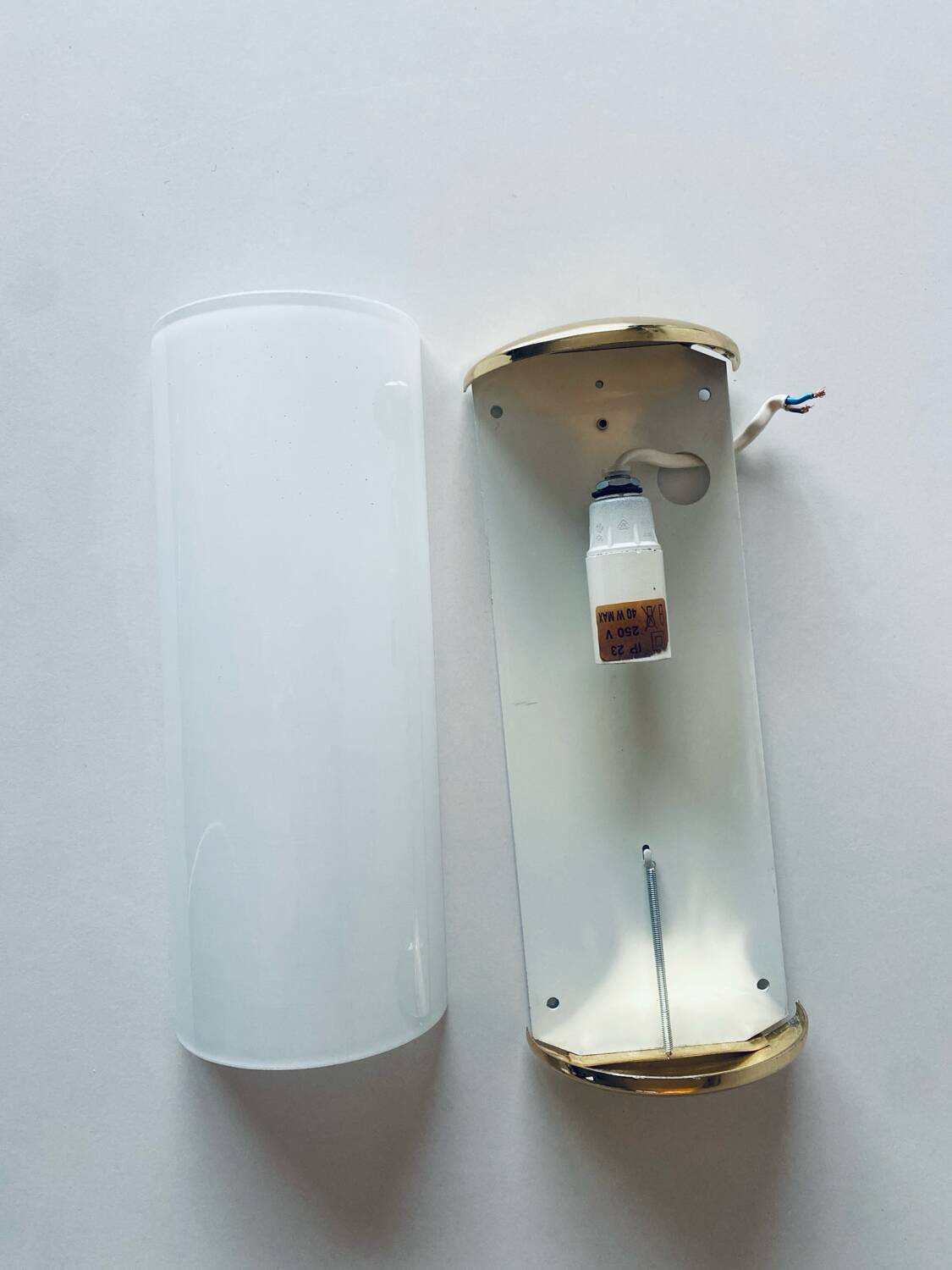 Brass and glass wall light