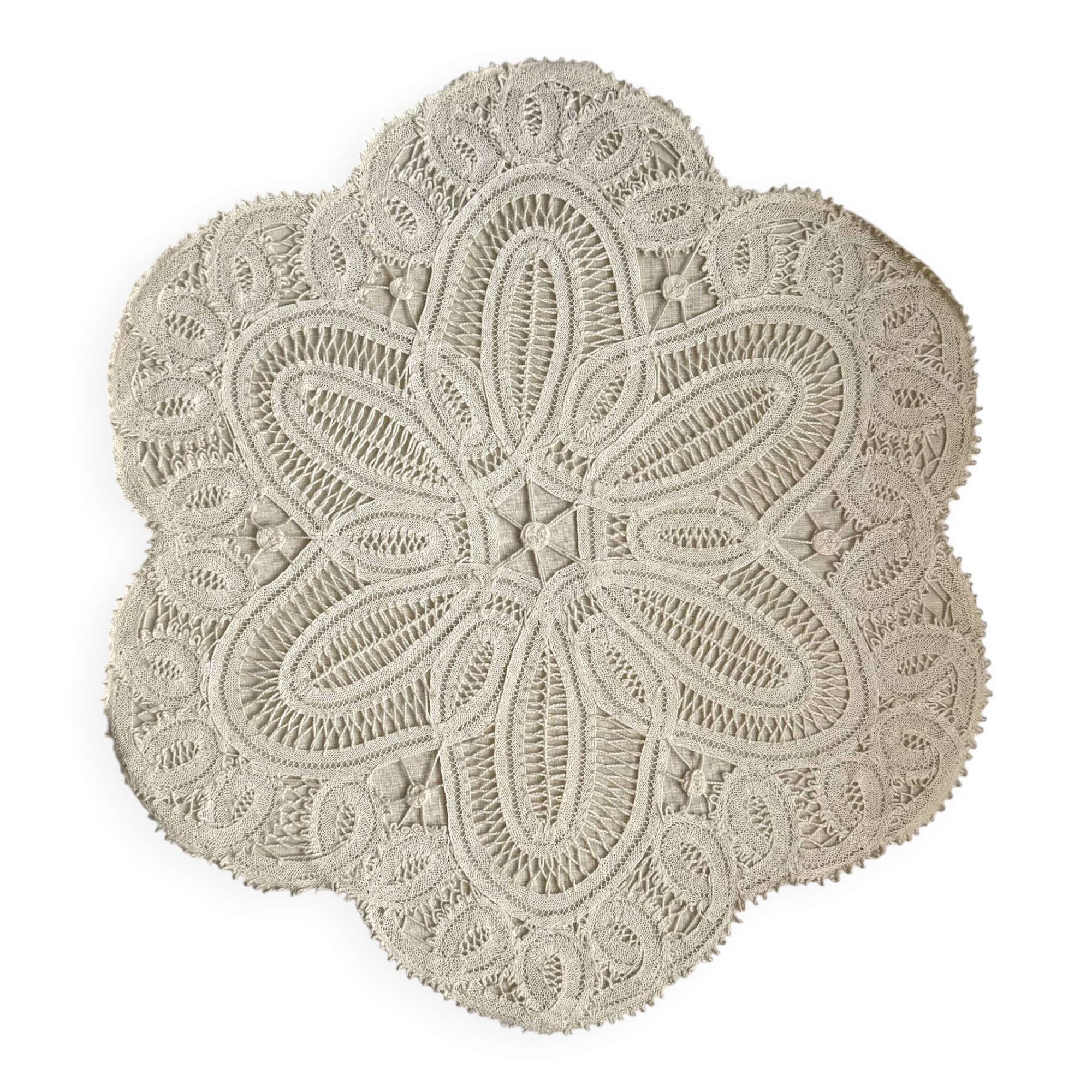 Textile Plafond /ceiling lamp, swedish modern, crochet, Flower shaped, 1940