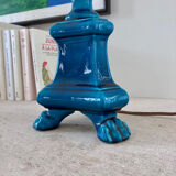 Turquoise ceramic lamp signed Pol Chambost - 1960.