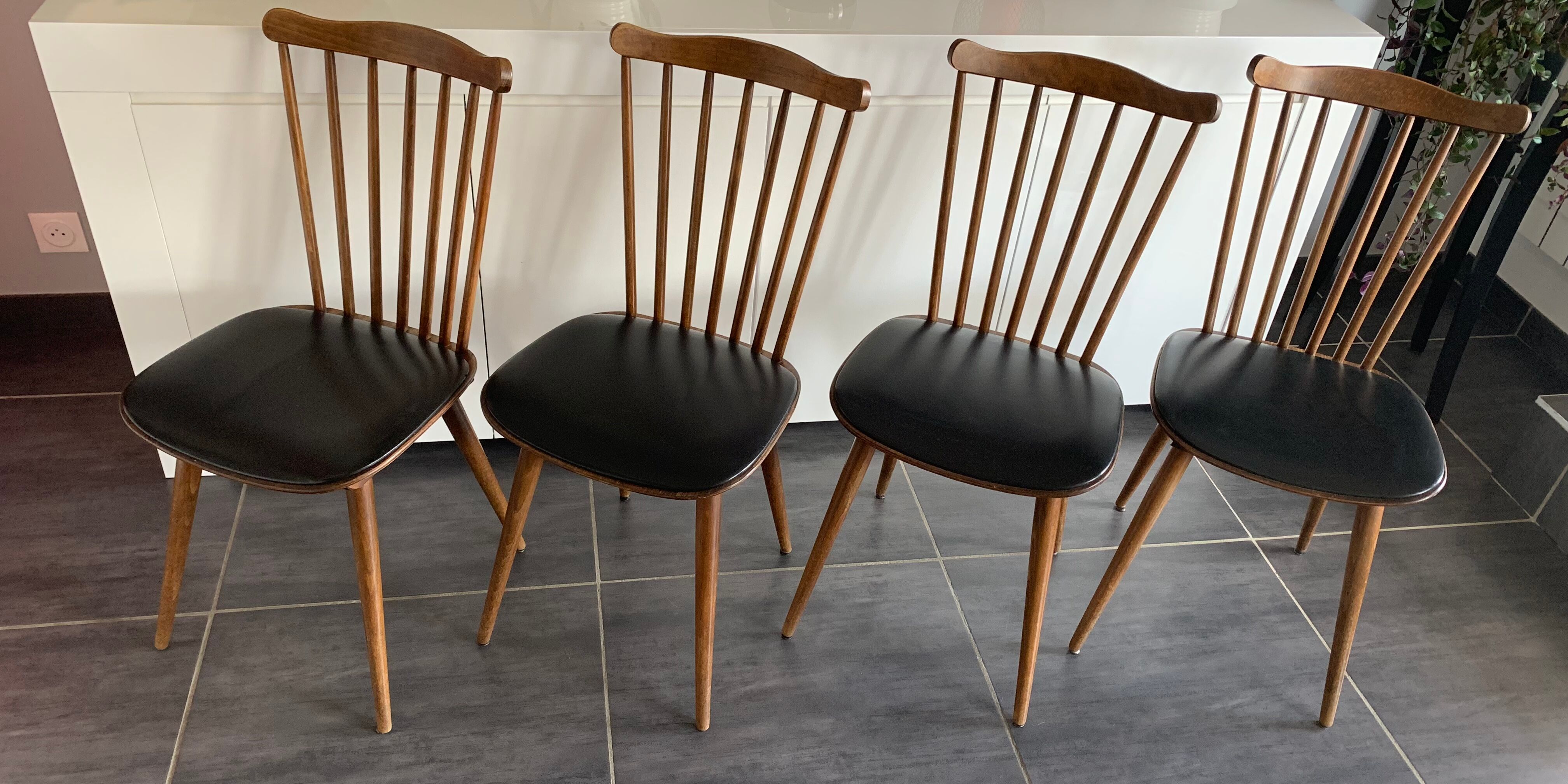 Série de 4 chaises Baumann Menuet, vintage, des années 1970
