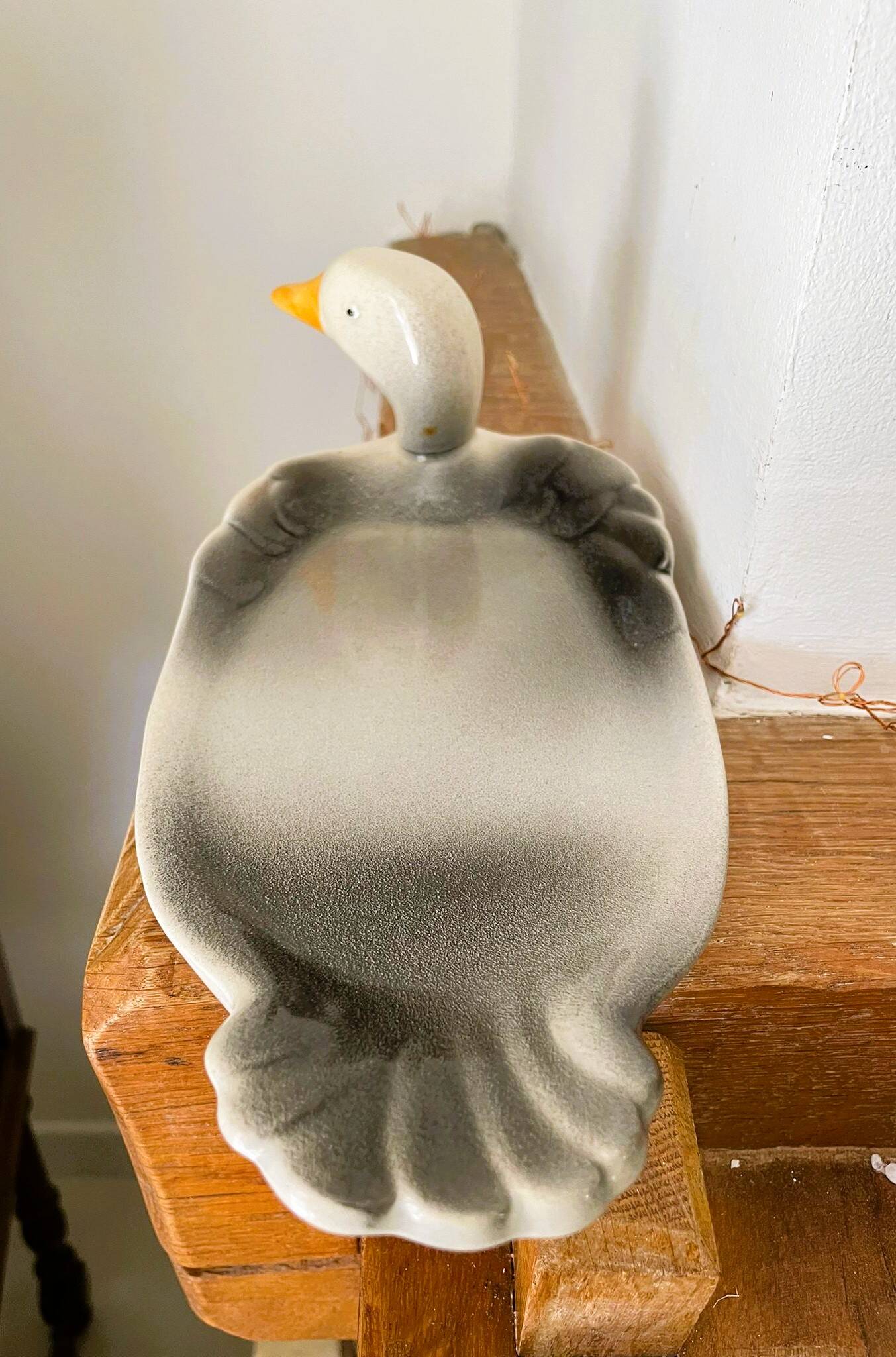 Plate barbotine duck / goose (French pottery)