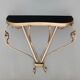 Vintage Wall Mounted Brass Console Table With Demilune Black Glass Top, Italy