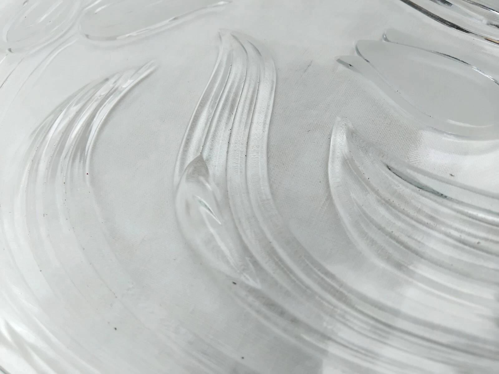 Glass Serving Dish Decorated with Art Deco Tulips