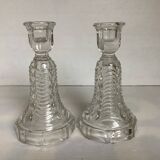 Pair of old Val Saint Lambert art deco candlesticks