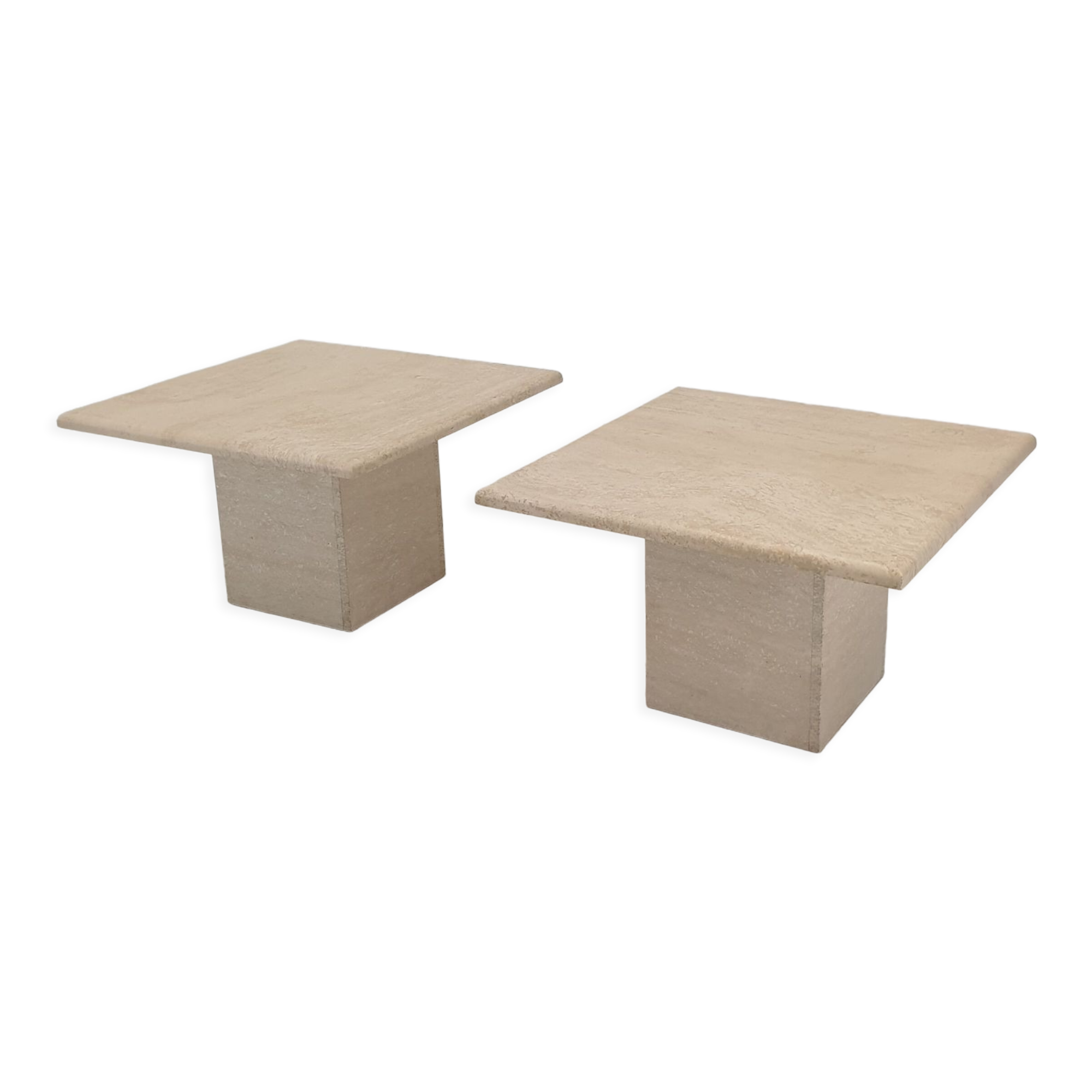 Set of 2 Italian Travertine Coffee or Side Tables, 1980s
