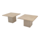 Set de 2 tables basses ou d’appoint en travertin italien, années 1980