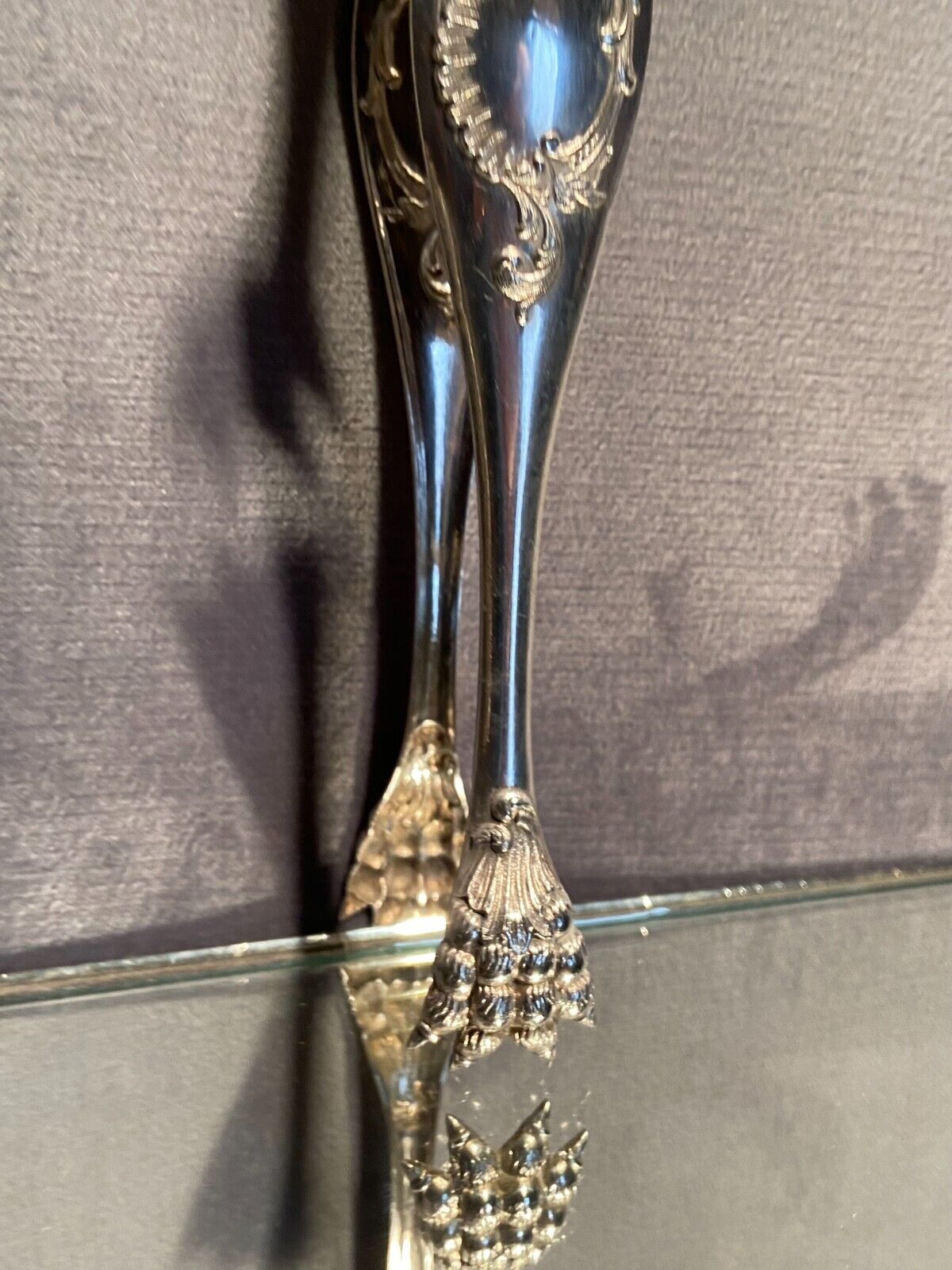 Pince à sucre , Miroir Argenté Mirror-polished, Lauriers