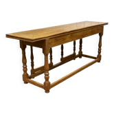 Large folding blond mahogany console - Indian work from the 1980s