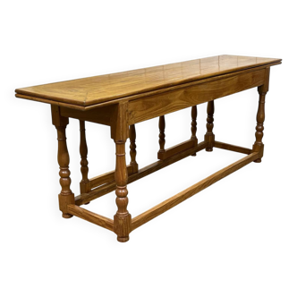 Large folding blond mahogany console - Indian work from the 1980s